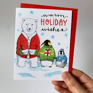 Warm Holiday Wishes Winter Friends Card