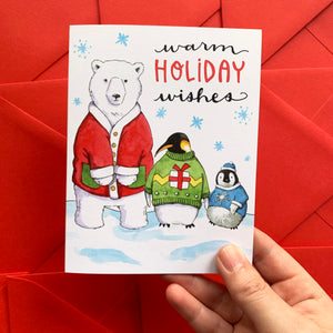 Warm Holiday Wishes Winter Friends Card