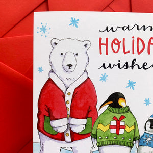 Warm Holiday Wishes Winter Friends Card