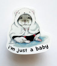 Load image into Gallery viewer, I&#39;m Just A Baby Hamster Vinyl Die Cut Weatherproof Sticker
