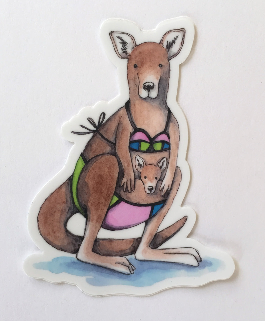 Kangaroo Swimsuit Vinyl Die Cut Weatherproof Sticker