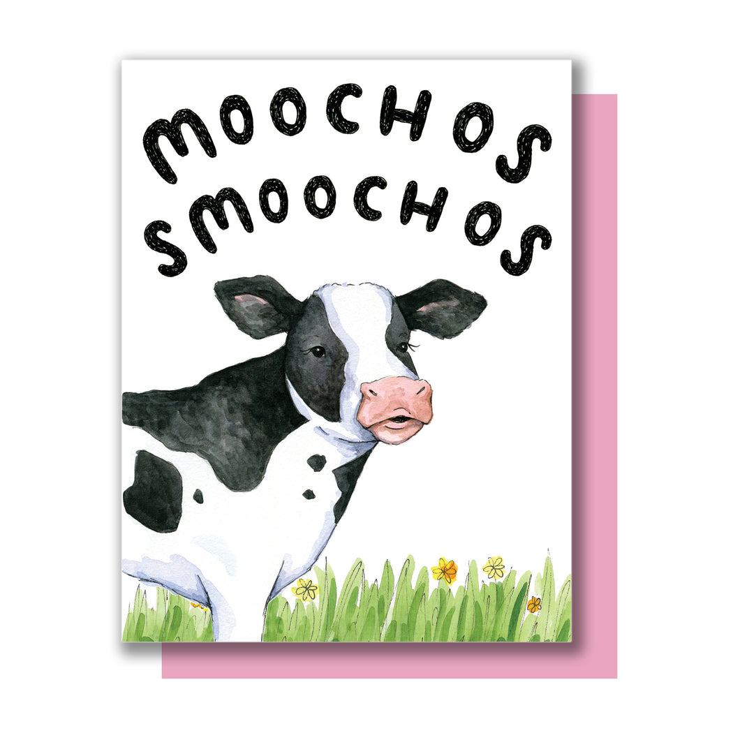Moochos Smoochos Muchos Besos Cute Cow Kisses Love Card