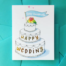 Load image into Gallery viewer, Hey Lovebirds Happy Wedding Gold Foil Card
