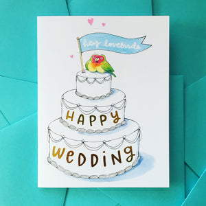 Hey Lovebirds Happy Wedding Gold Foil Card