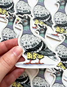 Pigeon in Swimsuit Vinyl Die Cut Weatherproof Sticker