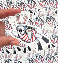 Load image into Gallery viewer, Bunny Scuba Diver Vinyl Die Cut Weatherproof Sticker

