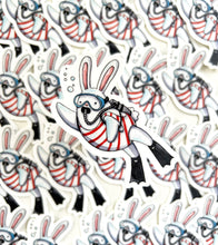 Load image into Gallery viewer, Bunny Scuba Diver Vinyl Die Cut Weatherproof Sticker
