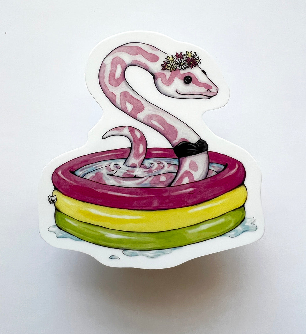 Snake in Swimsuit Vinyl Die Cut Weatherproof Sticker