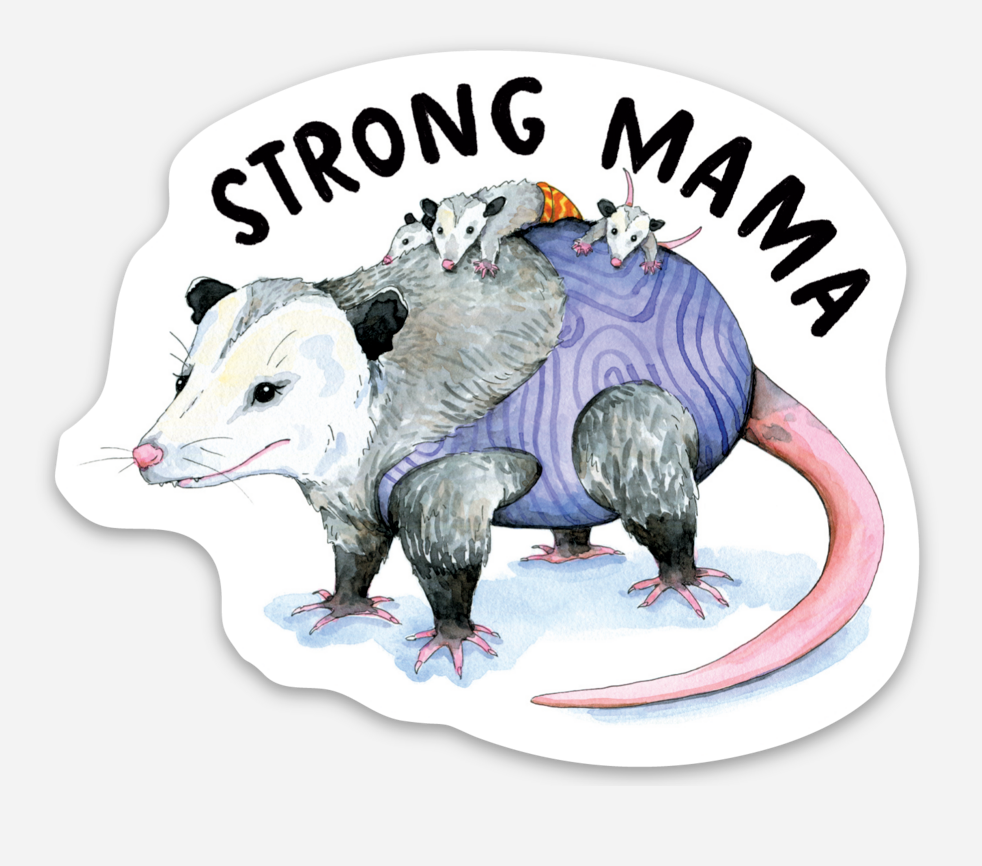Strong Mama Possum Vinyl Die Cut Weatherproof Sticker