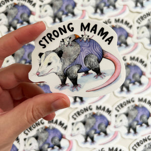 Strong Mama Possum Vinyl Die Cut Weatherproof Sticker