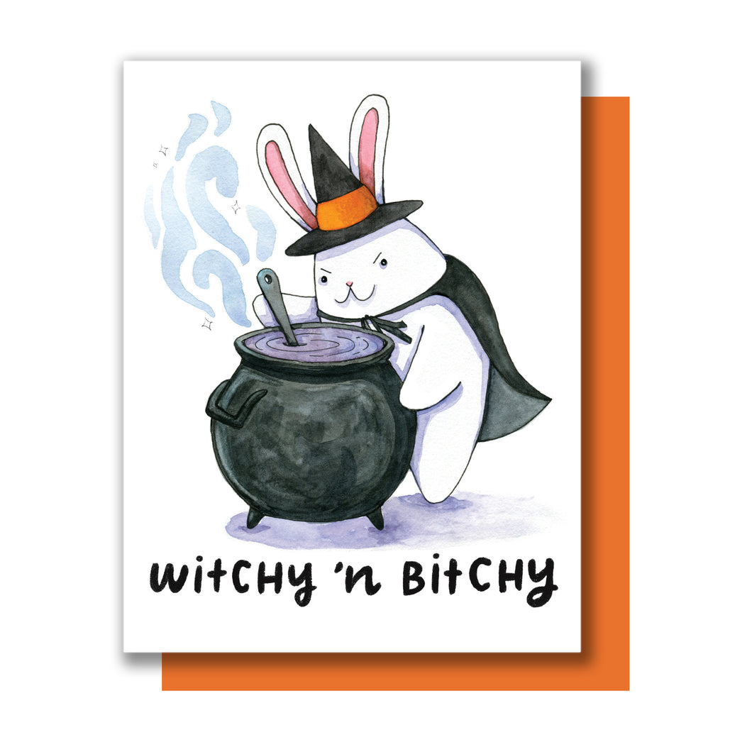 Witchy 'n Bitchy Halloween Bunny Card