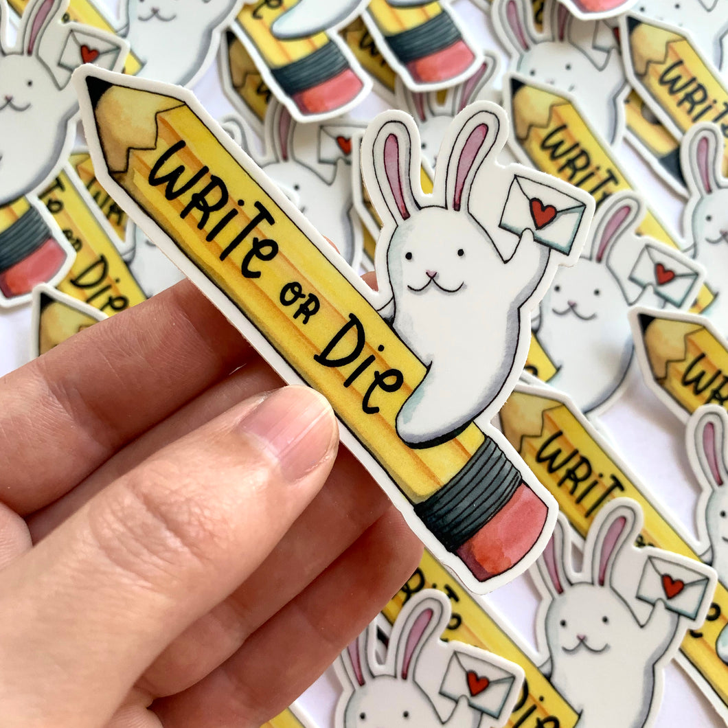 Write Or Die Vinyl Die Cut Weatherproof Sticker