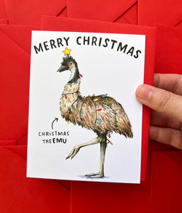 Merry Christmas TreEmu Emu Holiday Christmas Card