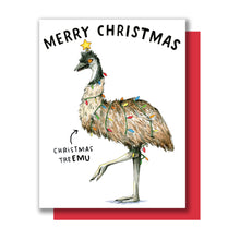 Load image into Gallery viewer, Merry Christmas TreEmu Emu Holiday Christmas Card
