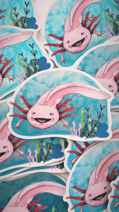 Axolotl Holographic Vinyl Die Cut Durable Sticker