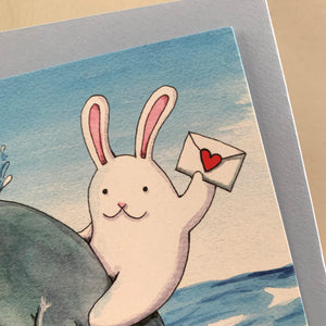 Blank Note Bunny Dolphin Just Because Card