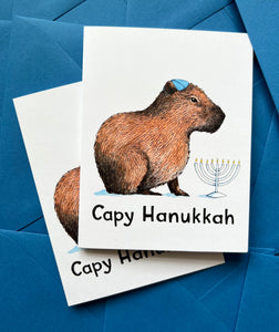 Happy Capy Capybara Hanukkah Card
