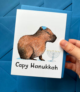 Happy Capy Capybara Hanukkah Card