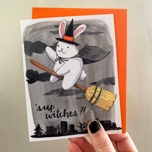 Sup Witches Halloween Bunny Card