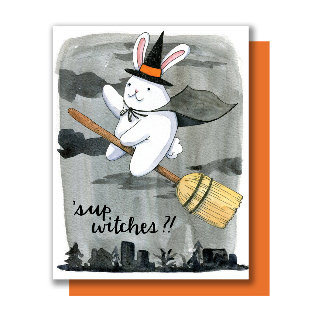 Sup Witches Halloween Bunny Card