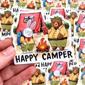 Happy Camper Vinyl Die Cut Weatherproof Sticker