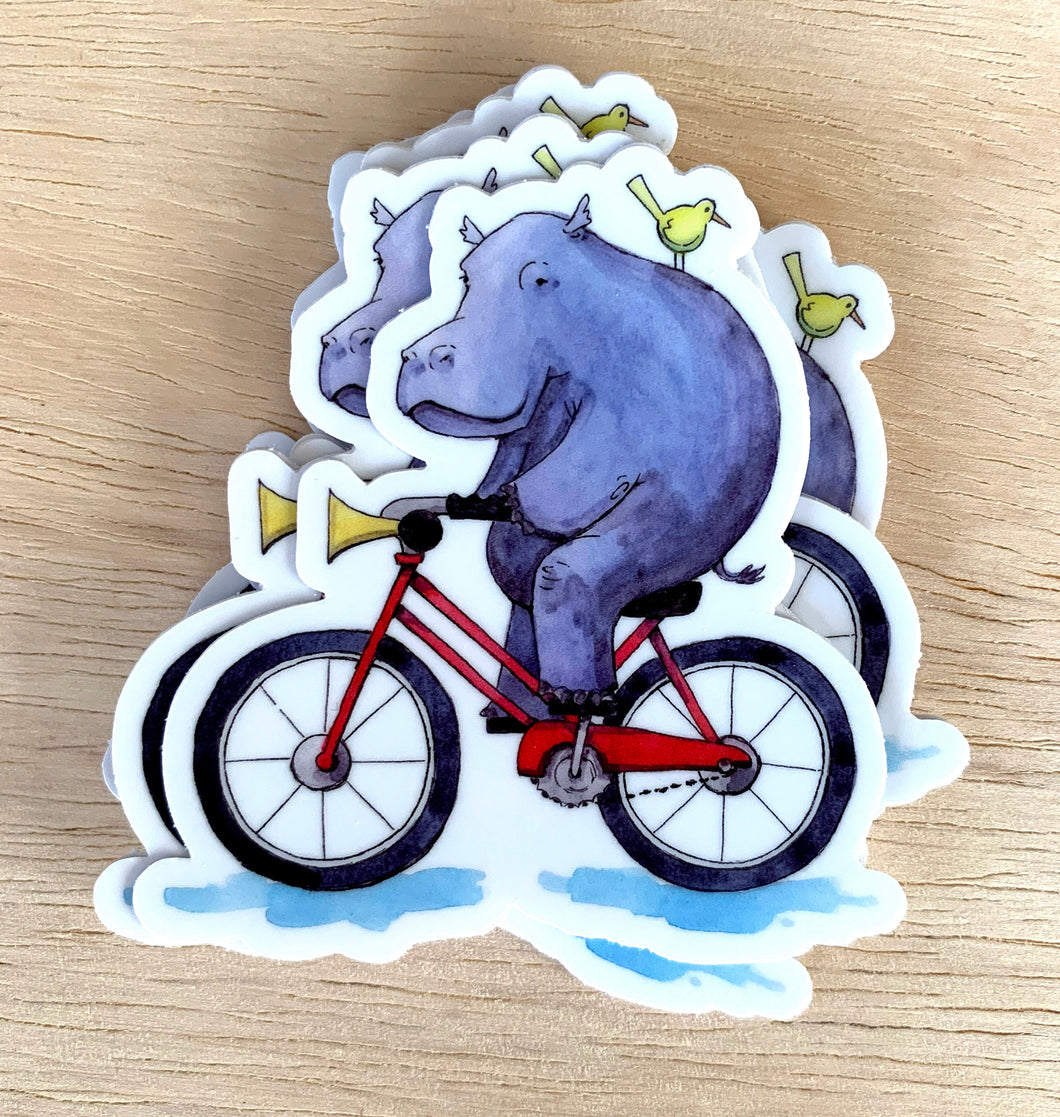 Hippo Biker Vinyl Die Cut Weatherproof Sticker