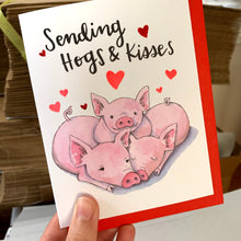 Load image into Gallery viewer, Sending Hogs and Kisses Cute Pigs Red Foil Love Card
