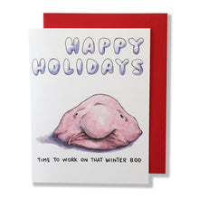 Load image into Gallery viewer, Happy Holidays Winter Bod Blobfish Christmas Card
