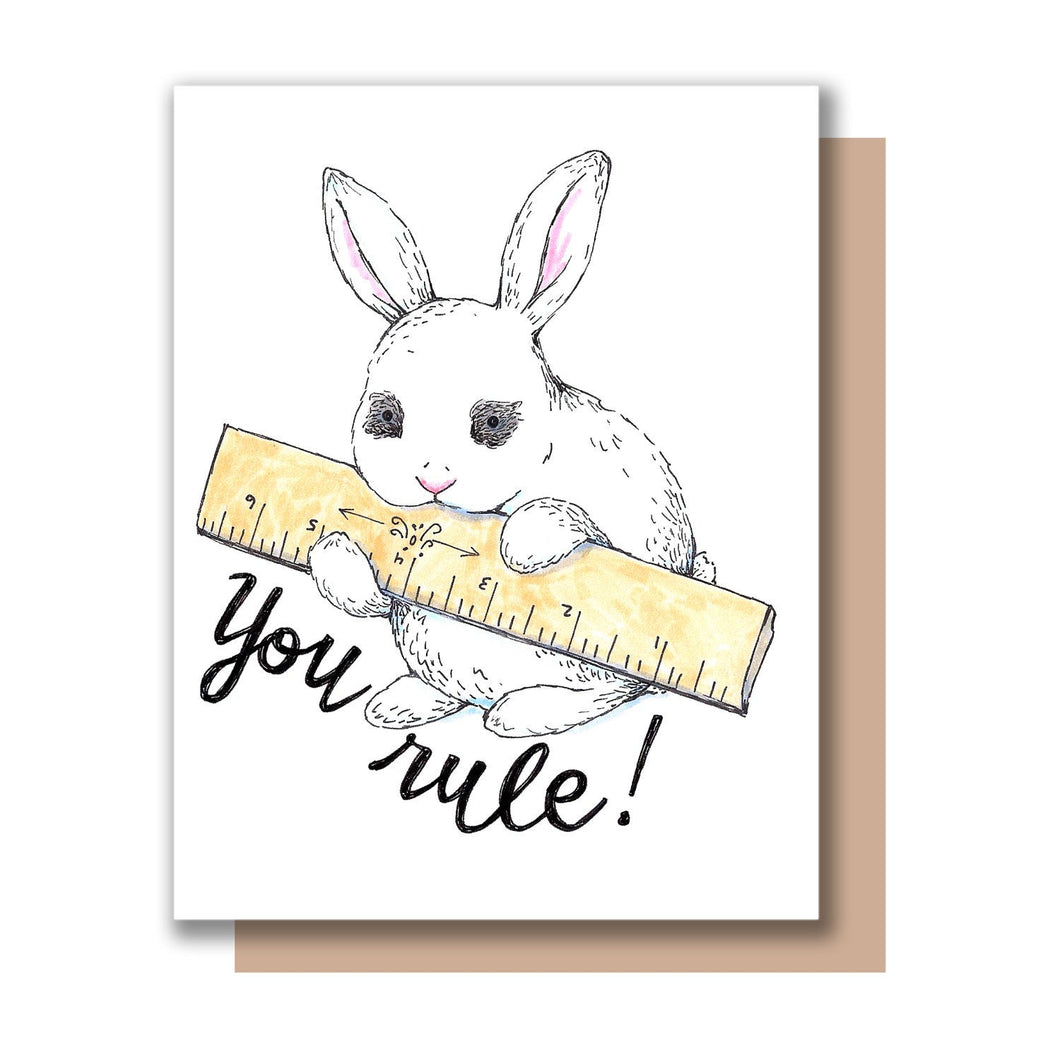 You Rule Bunny Ruler Thank You Congrats Graduation Card