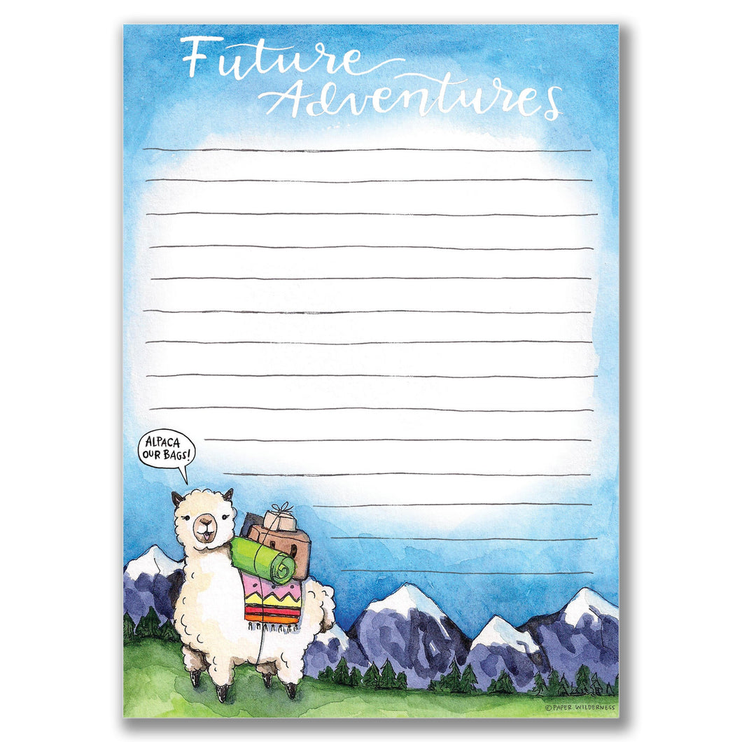 Future Adventures Alpaca Notepad Notes