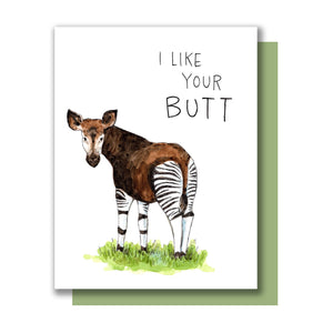 I Like Your Butt Okapi Love Card