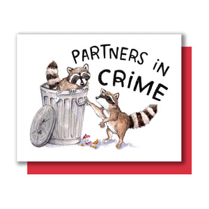 Partners In Crime Raccoons In Trash Love Card