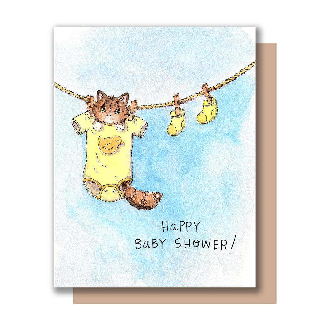 Happy Baby Shower Kitten New Baby Card