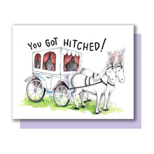 Load image into Gallery viewer, You Got Hitched! Horses and Carriage Marriage Wedding Card
