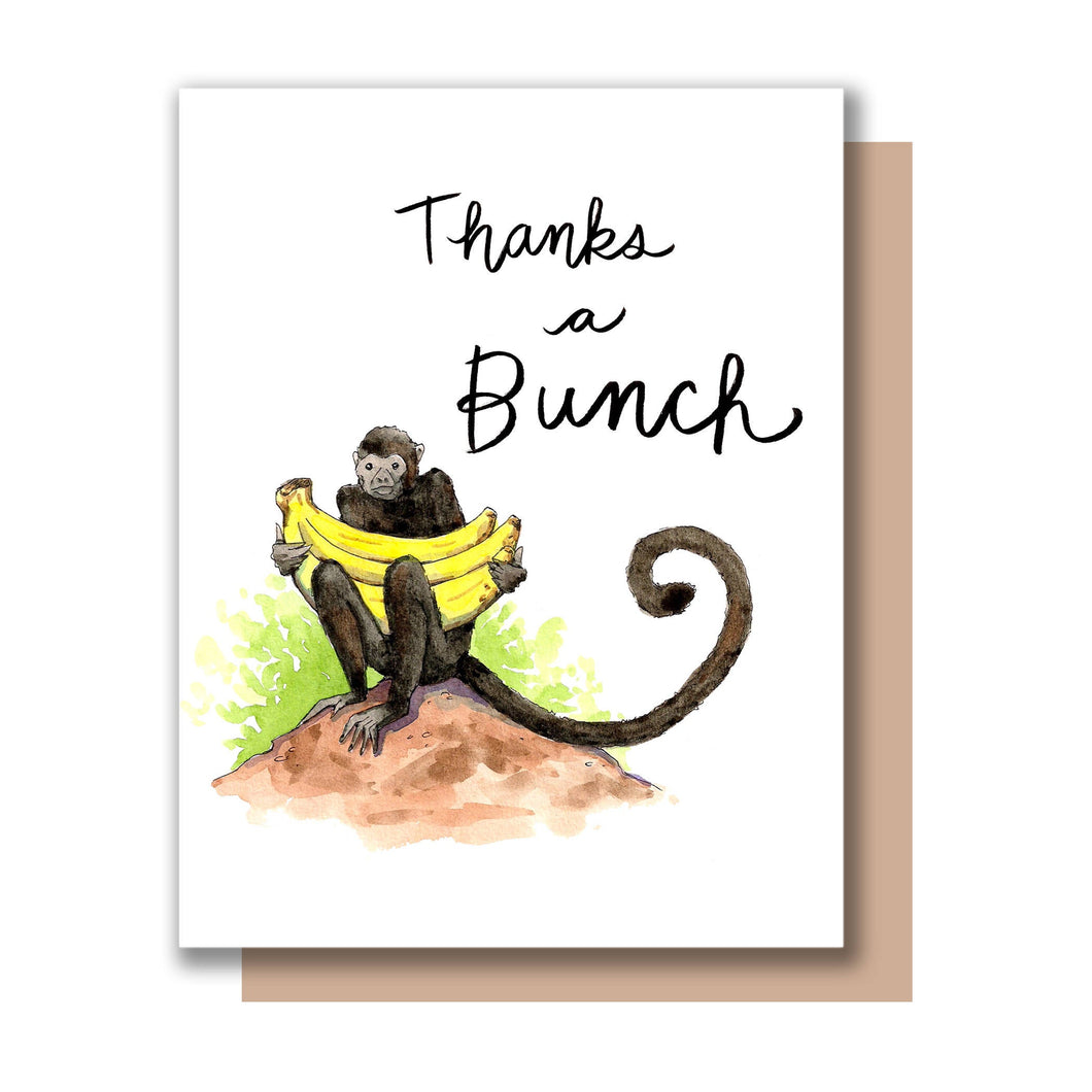 Thanks A Bunch Monkey And Bananas Thank You Card