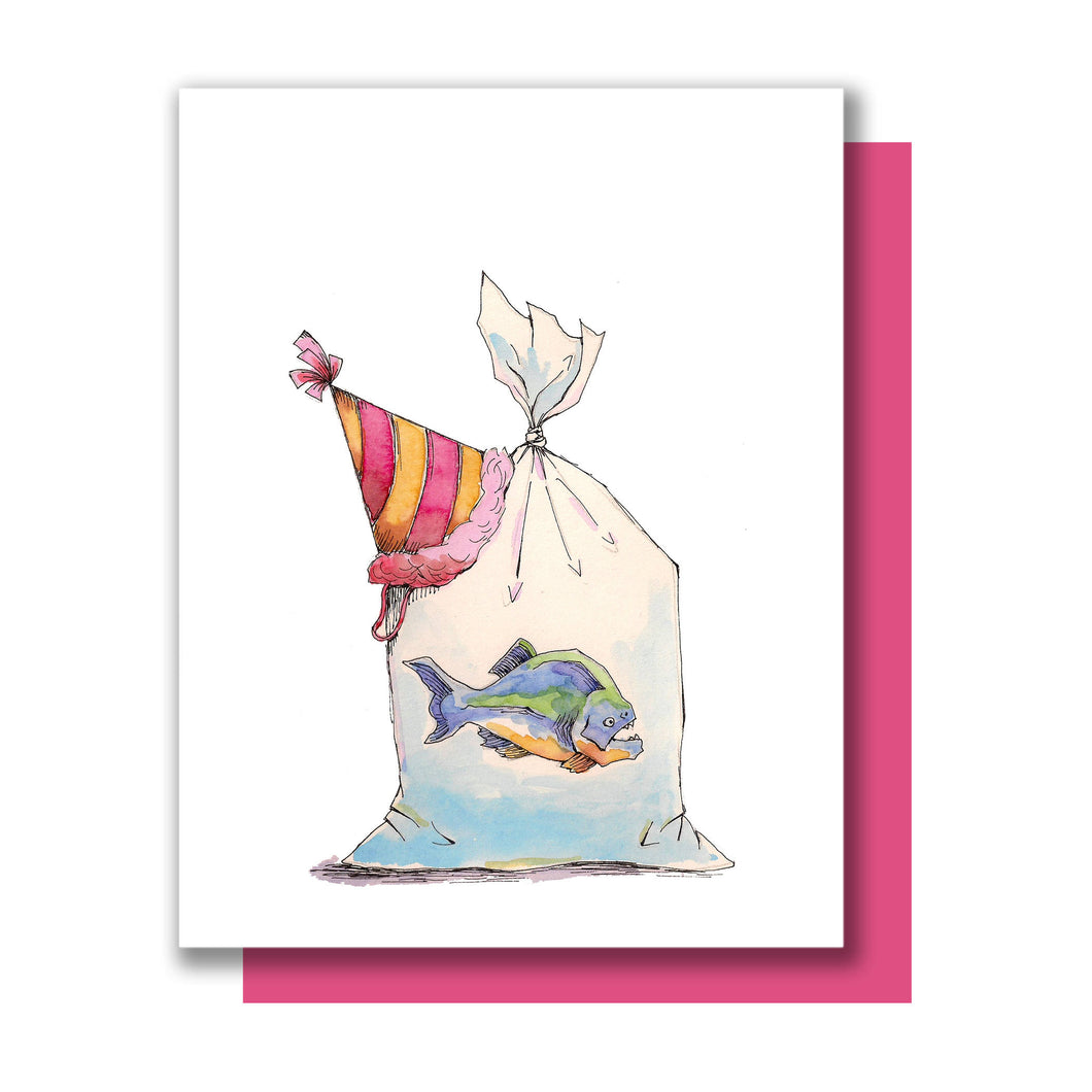Party Piranha Card Happy Birthday Celebration Card