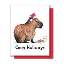 Load image into Gallery viewer, Capy Holidays Capybara Happy Holiday Christmas Card
