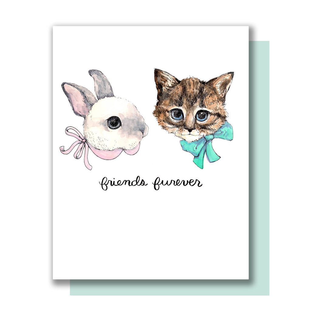 Friends Furever Bunny Kitten Friendship Best Friends Forever Card