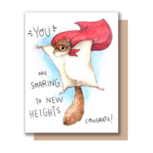 Load image into Gallery viewer, You Are Soaring To New Heights Congrats Flying Squirrel Card
