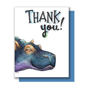 Thank You Happy Smiling Hippo Thanks Card