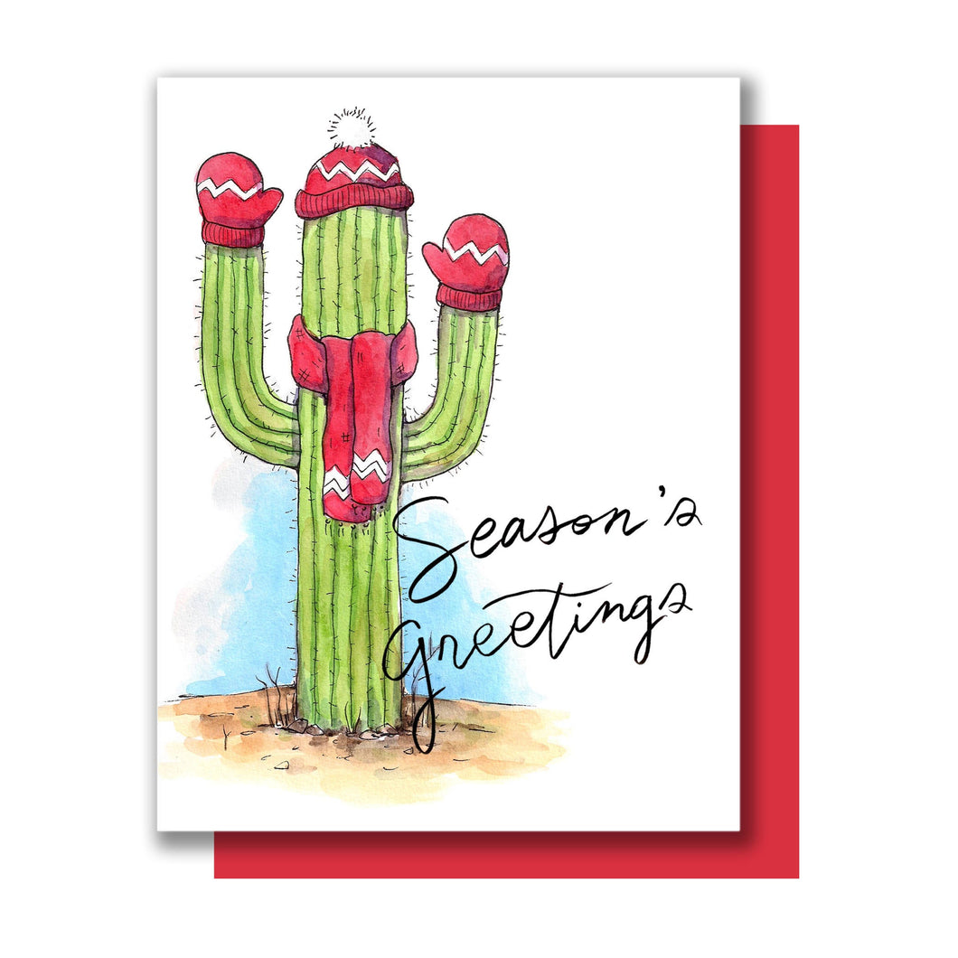Season's Greetings Christmas Cactus Card