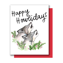 Load image into Gallery viewer, Happy Howlidays Wolves Howling Christmas Card
