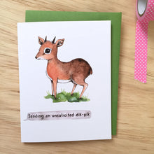 Load image into Gallery viewer, Sending An Unsolicited Dik-Dik Pic Text Message Love Card
