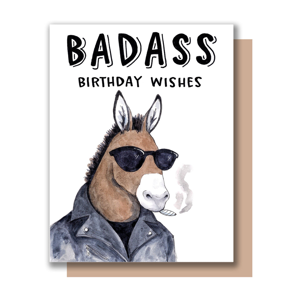 Badass Birthday Wishes Donkey Happy Birthday Card