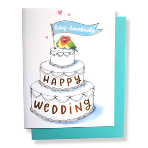 Hey Lovebirds Happy Wedding Gold Foil Card