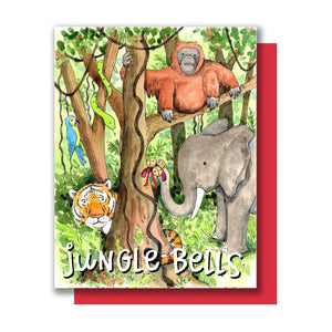 Jingle Bells Jungle Animals Merry Christmas Holiday Card