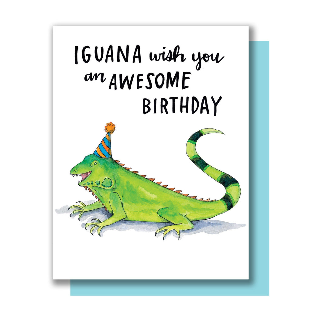 Iguana Wish You An Awesome Birthday Happy Birthday Card