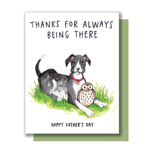 Thanks For Always Being There Happy Father's Day Dog Owl Card