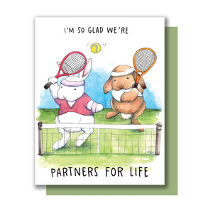 So Glad We're Partners For Life Tennis Love Card