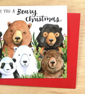 We Wish You A Beary Christmas Cute Bears Merry Christmas Card